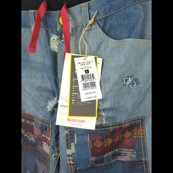 NWT L.A.M.B. x BURTON Womens Sz XS Snowboard Buju Cargo Pants Denim Print - Picture 4 of 7